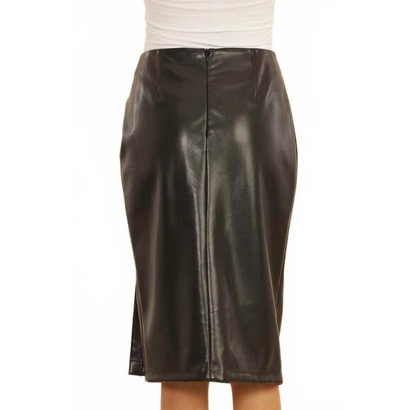 NEW DOLCE CABO faux leather ruched side slit skirt in black - Picture 2 of 5